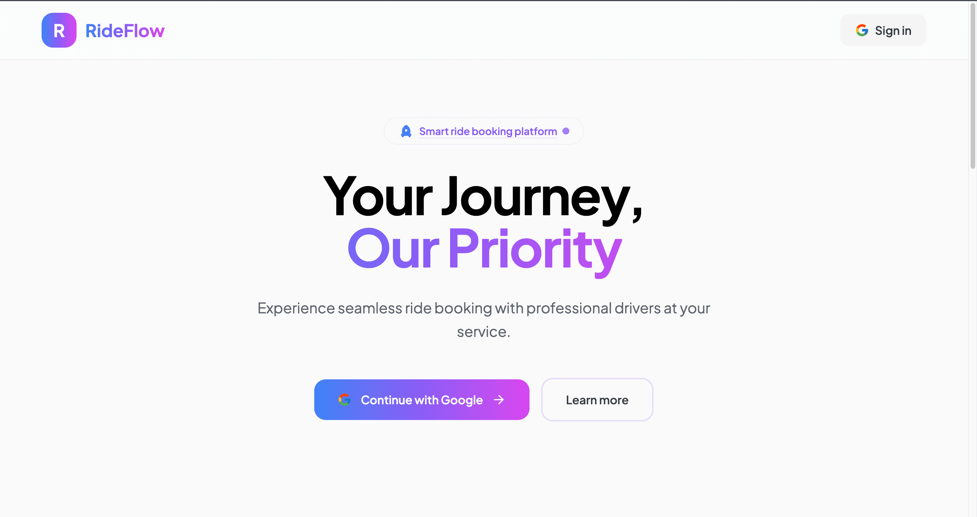 RideFlow interface